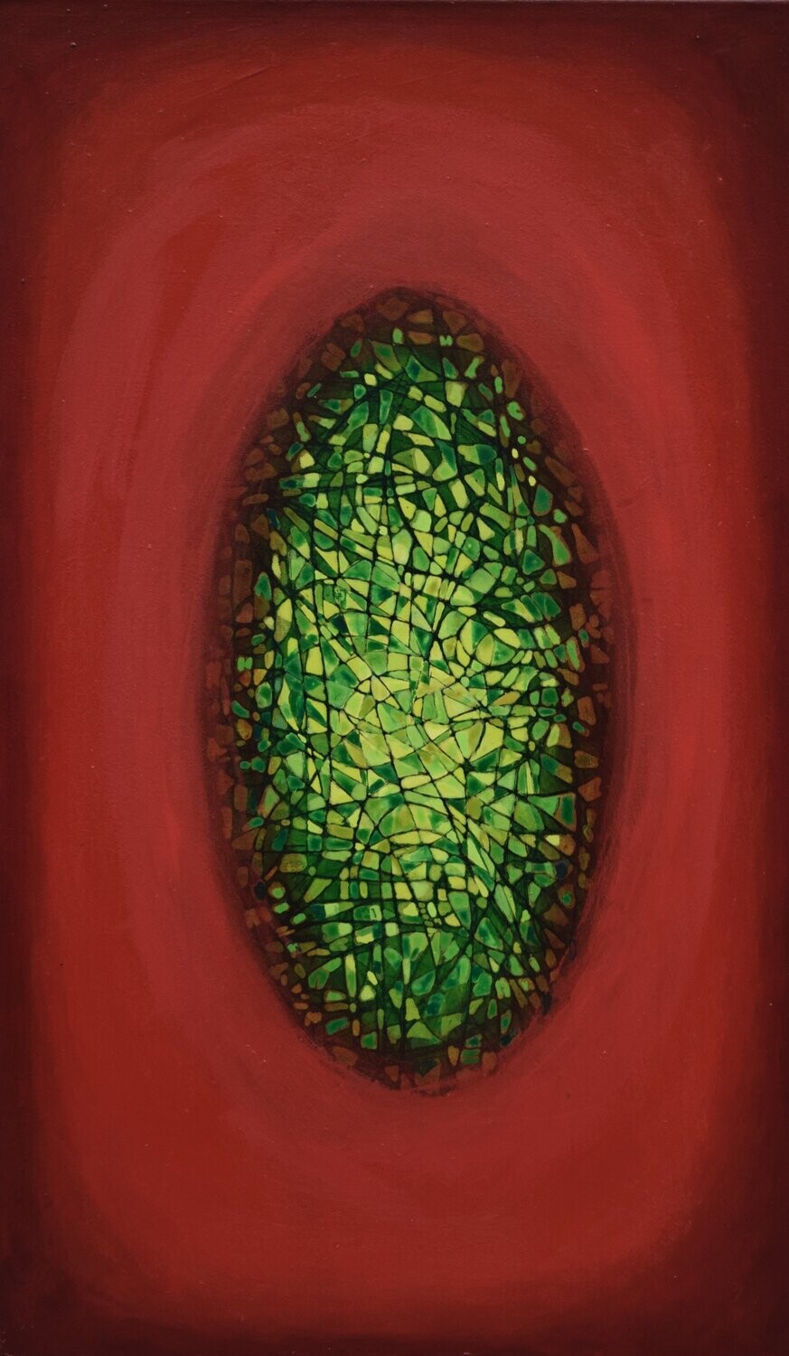 Red world,  Oriental miniature,  Acryilc  on the canvas // Size : ca. 60 x 100 x 2 cm,