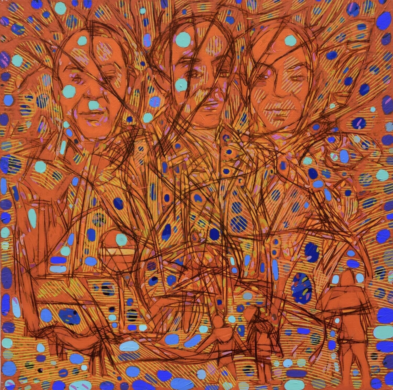 City,  Acryilc  on the canvas. /  Figurative , Light as Form // Size : ca. 80 x 80 x 2 cm,