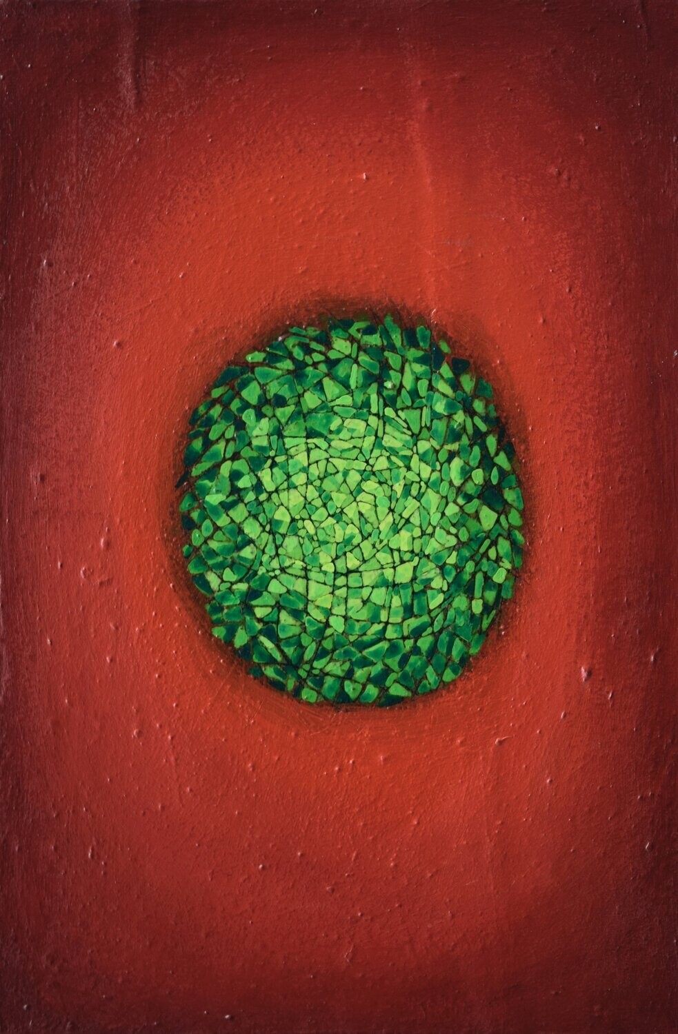 Red world Oriental miniature,  Acryilc  on the canvas // Size : ca.  50 x 70 x 2 cm,