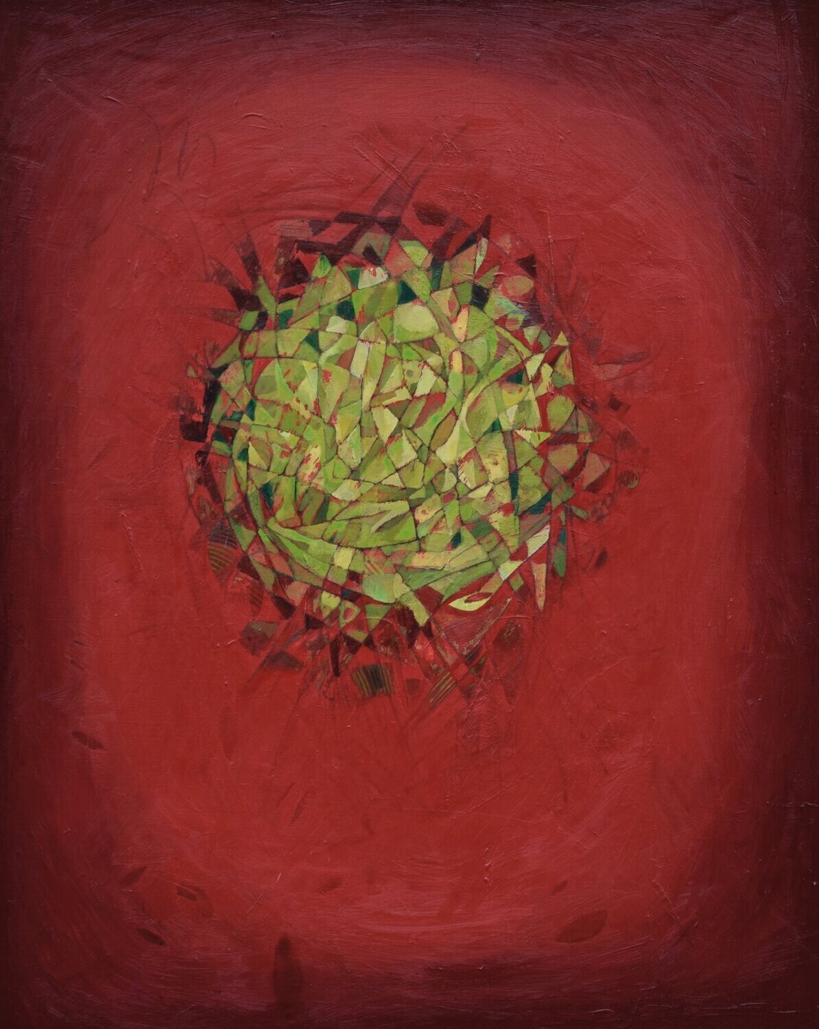 Red world,  Oriental miniature,  Acryilc  on the canvas // Size : ca. 80 x 100 x 2 cm,