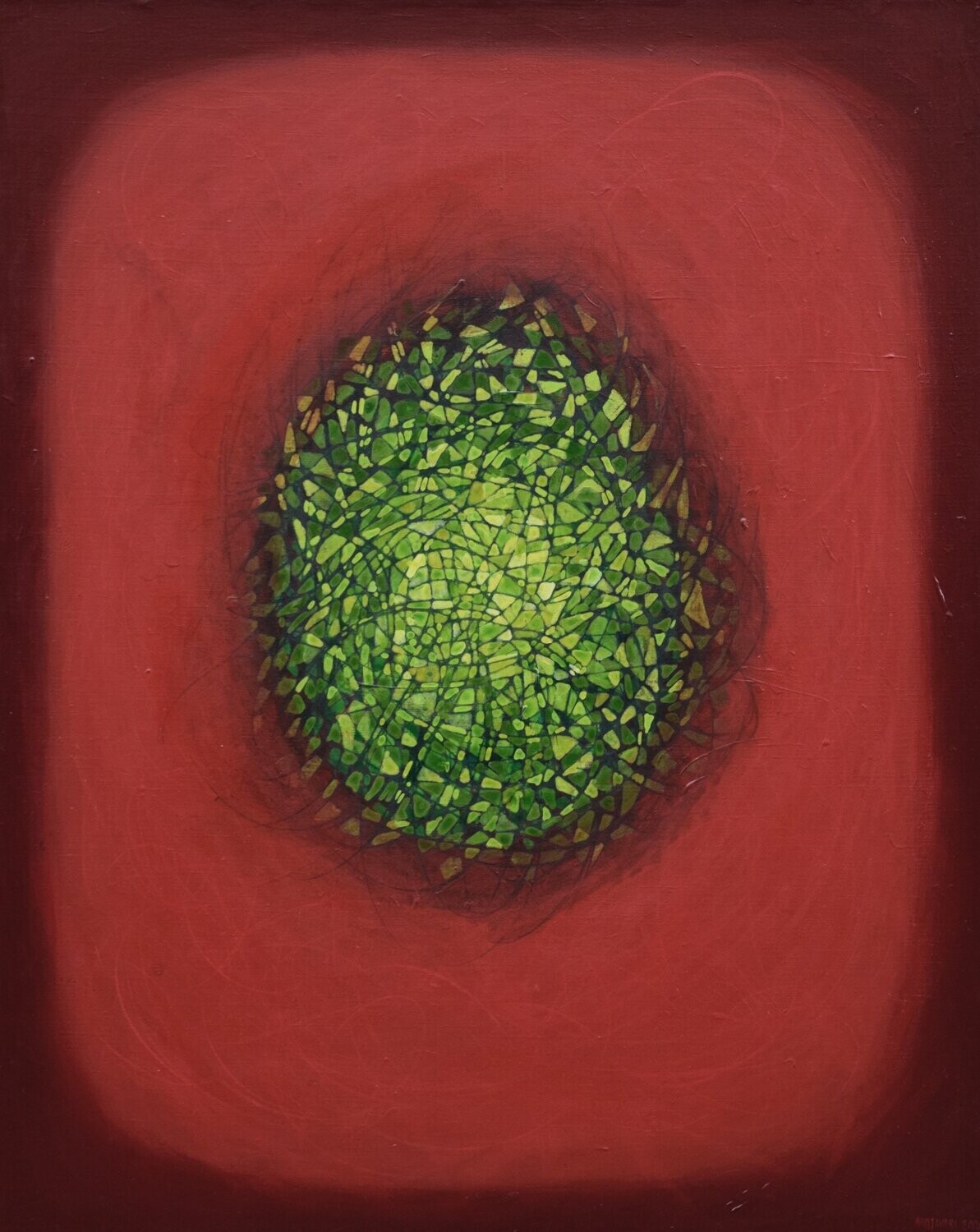 Red world Oriental miniature,  Acryilc  on the canvas // Size : ca. 80 x 100 x 2 cm,
