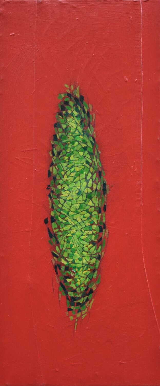 Red world,  Oriental miniature,  Acryilc  on the canvas // Size : ca. . 30  x 70 x 2