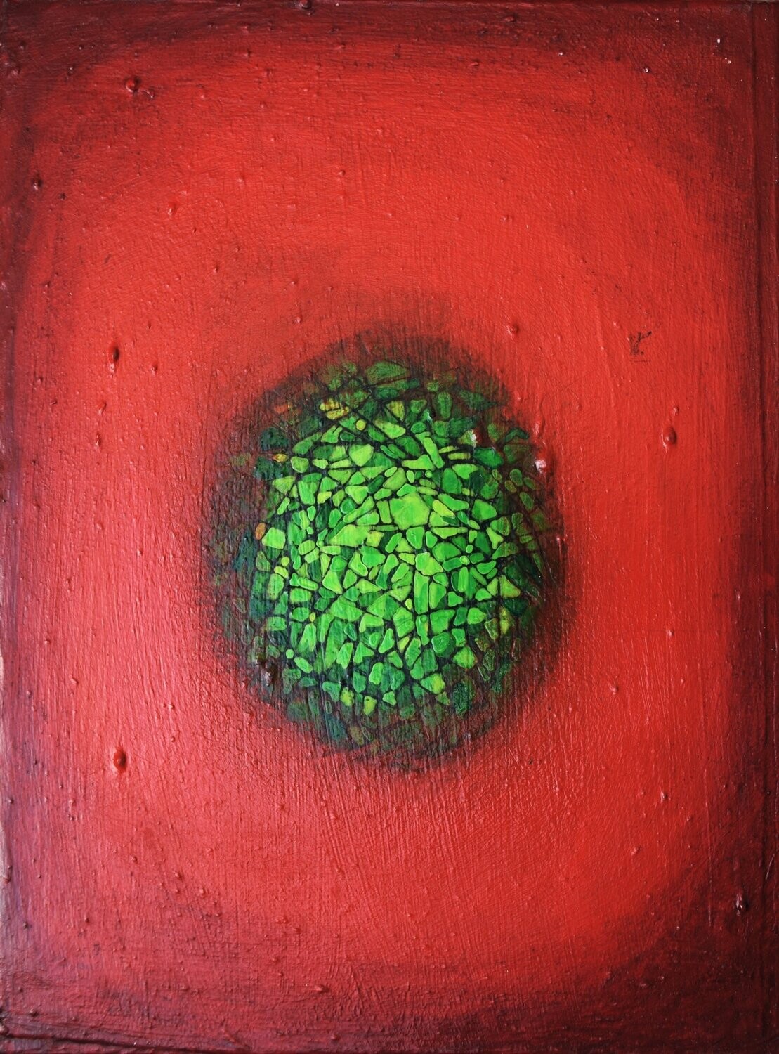 Red world Oriental miniature,  Acryilc  on the canvas // Size : ca.  35 x 45 x 2 cm,
