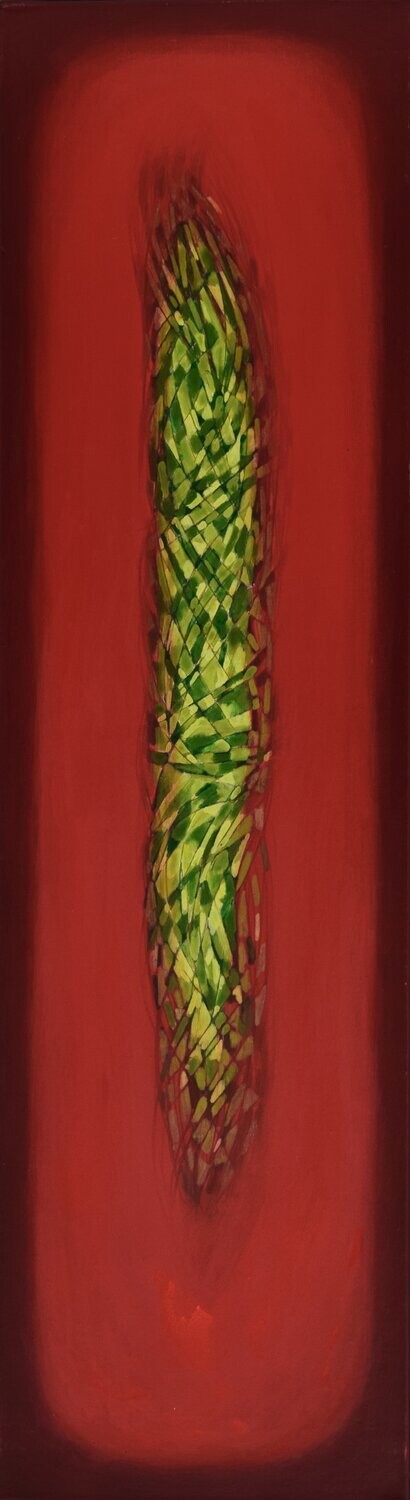 Red world,  Oriental miniature,  Acryilc  on the canvas // Size : ca. 35 x 120 x 2 cm,