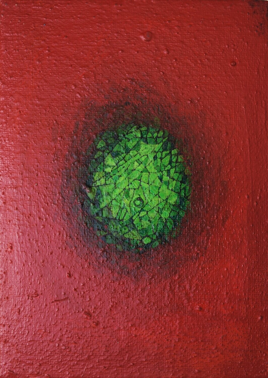 Red world Oriental miniature,  Acryilc  on the canvas // Size : ca 30 x40 x 2 cm,
