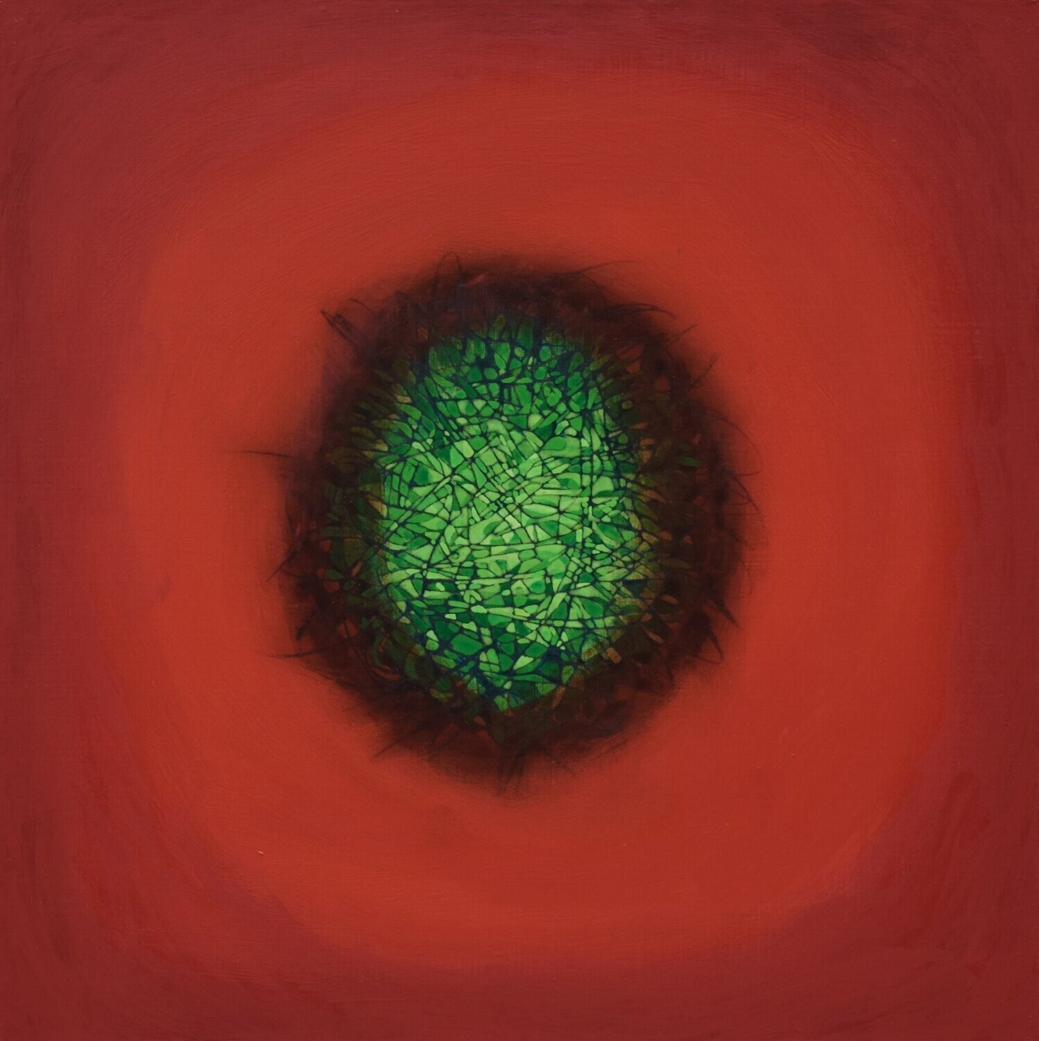 Red world,  Oriental miniature,  Acryilc  on the canvas // Size : ca. 80 x 80 x 2 cm,