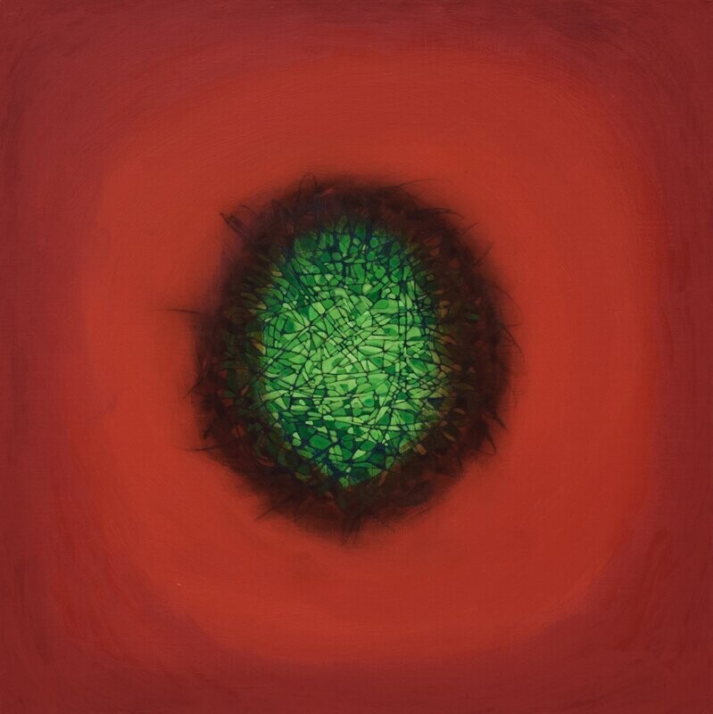 Red world, Oriental miniature, Acryilc on the canvas // Size : ca. 80 x 80 x 2 cm, Red world, Oriental miniature, Acryilc on the canvas // Size : ca. 80 x 80 x 2 cm,