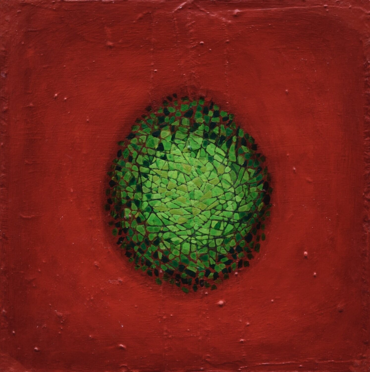Red world Oriental miniature,  Acryilc  on the canvas // Size : ca.  30 x 30 x 4 cm,