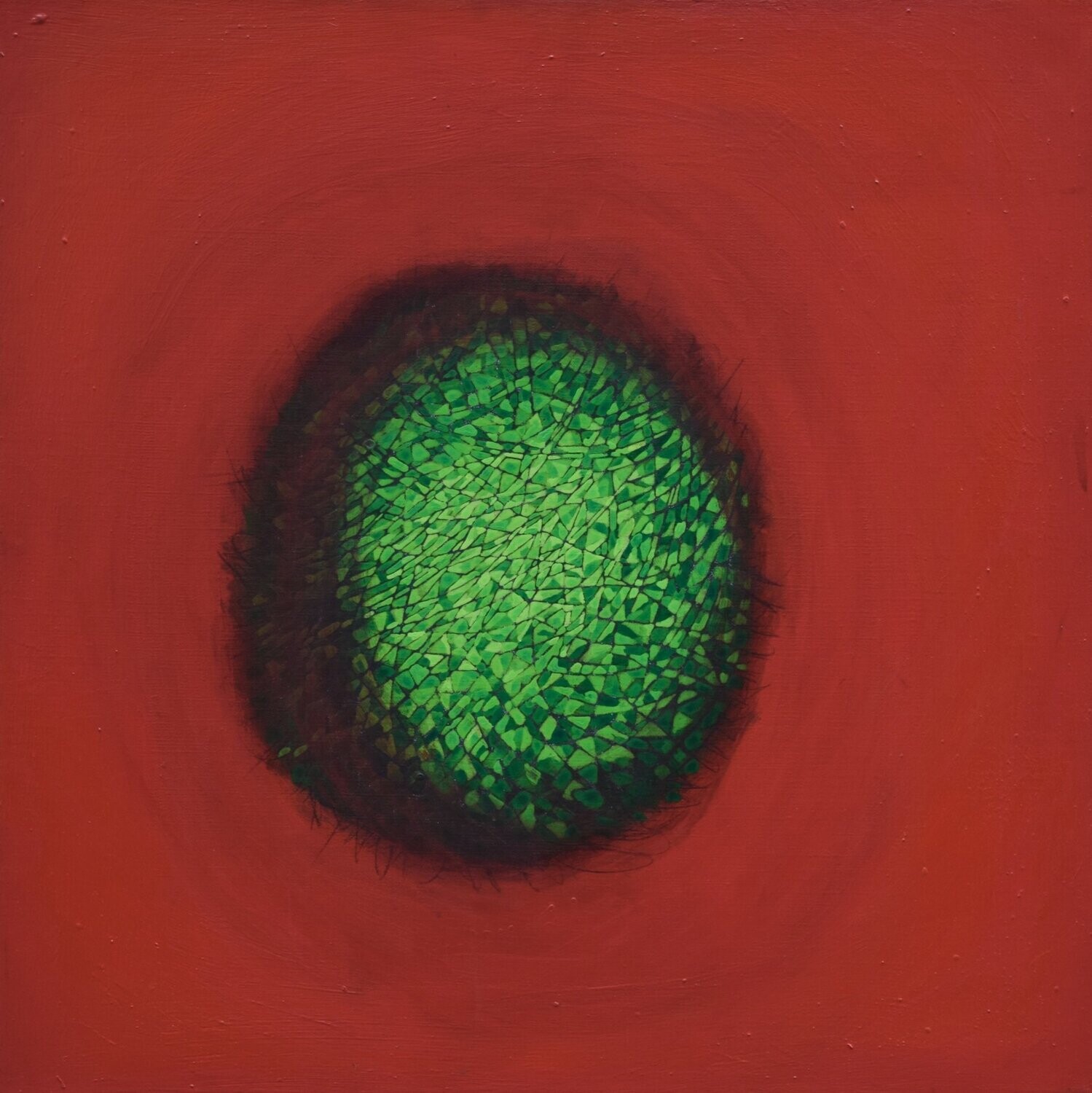 Red world,  Oriental miniature,  Acryilc  on the canvas // Size : ca. 80 x 80 x 2 cm,