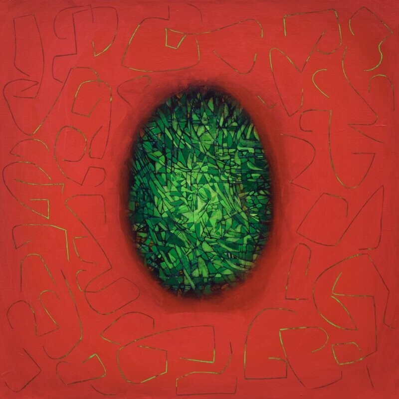 Red world Oriental miniature, Acryilc on the canvas // Size : ca. 80 x 80 x 2 cm, Red world Oriental miniature, Acryilc on the canvas // Size : ca. 80 x 80 x 2 cm,