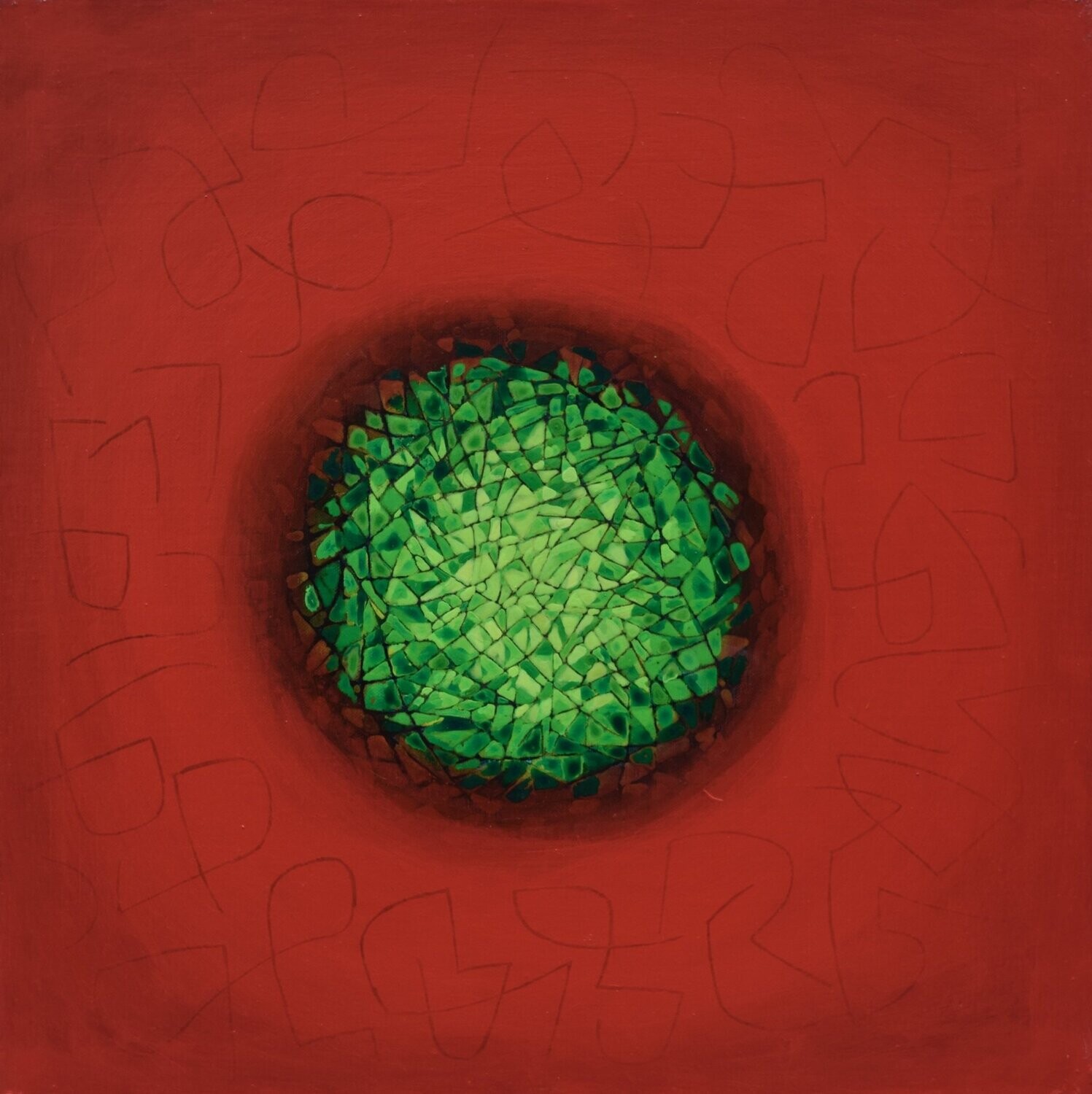 Red world Oriental miniature,  Acryilc  on the canvas // Size : ca. 80 x 80 x 2 cm,