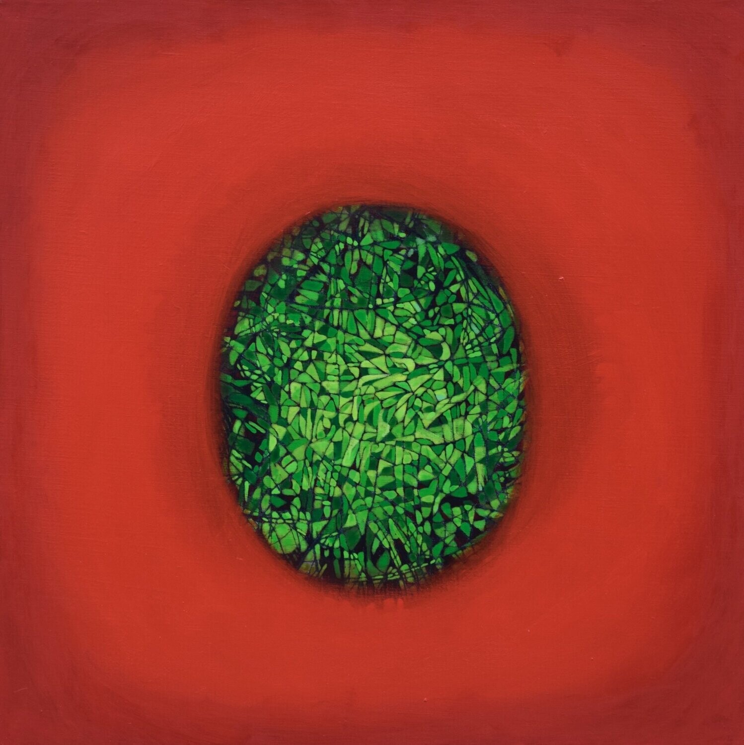 Red world,  Oriental miniature,  Acryilc  on the canvas // Size : ca. 80 x 80 x 2 cm,