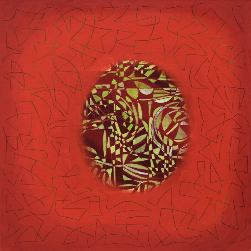 Red world, Oriental miniature, Acryilc on the canvas // Size : ca. 80 x 80 x 2 cm, Red world, Oriental miniature, Acryilc on the canvas // Size : ca. 80 x 80 x 2 cm,
