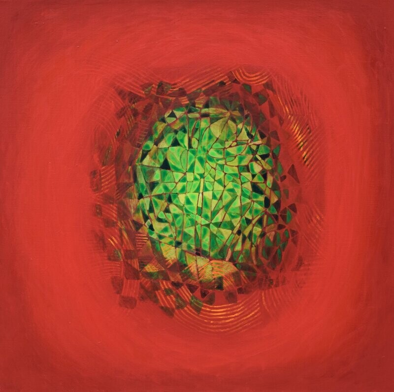Red world, Oriental miniature, Acryilc on the canvas // Size : ca. 80 x 80 x 2 cm, Red world, Oriental miniature, Acryilc on the canvas // Size : ca. 80 x 80 x 2 cm,