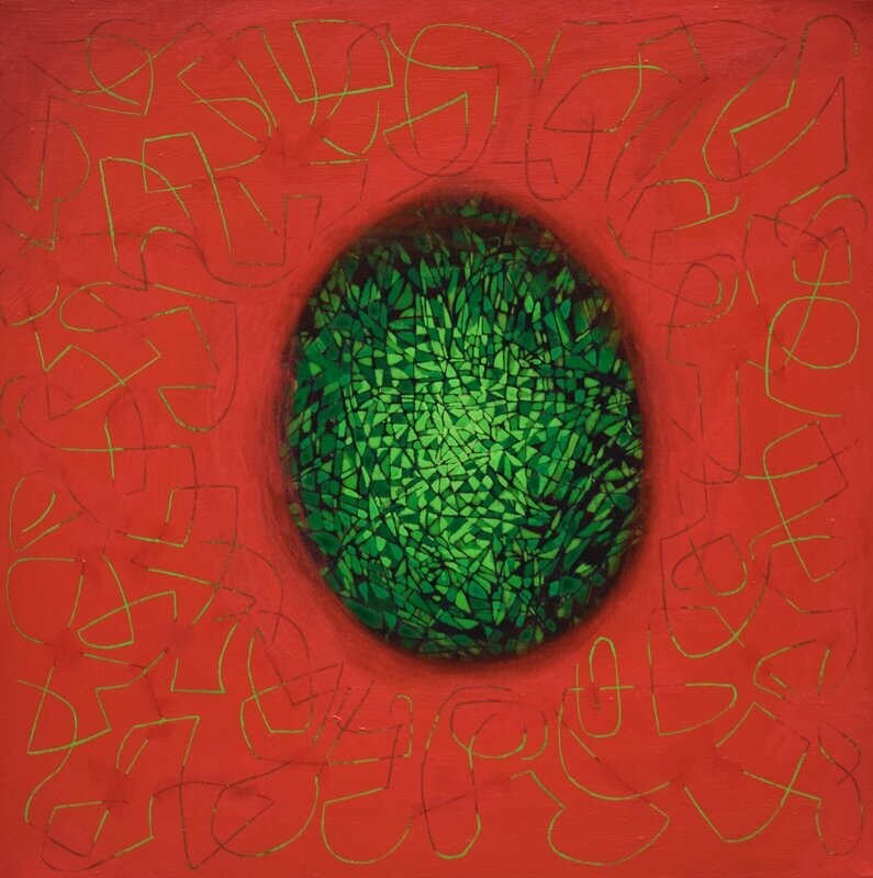 Red world, Oriental miniature, Acryilc on the canvas // Size : ca. 80 x 80 x 2 cm, Red world, Oriental miniature, Acryilc on the canvas // Size : ca. 80 x 80 x 2 cm,