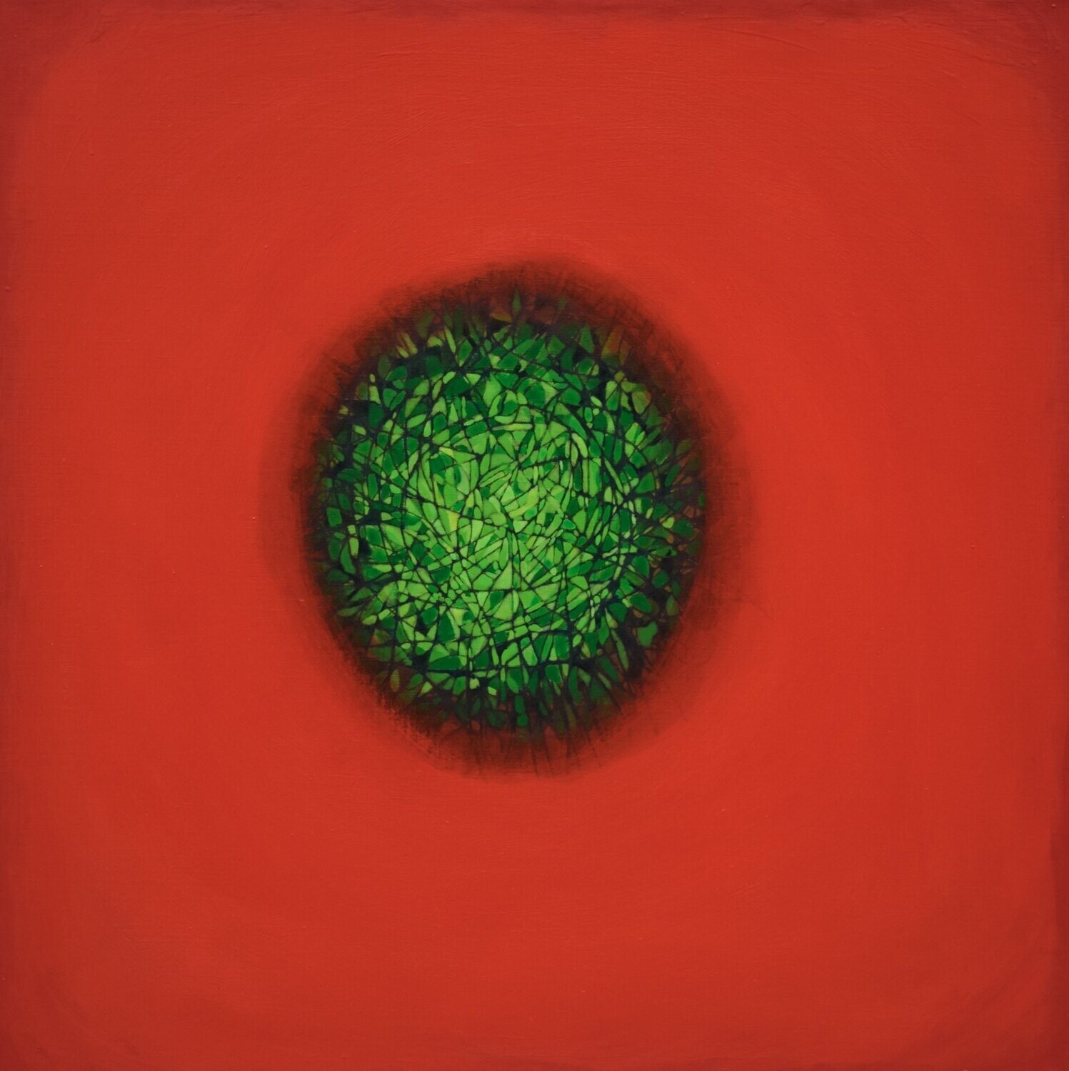 Red world,  Oriental miniature,  Acryilc  on the canvas // Size : ca. 80 x 80 x 2 cm,