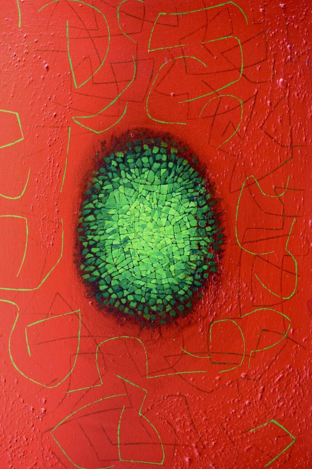 Red world,  Oriental miniature,  Acryilc  on the canvas // Size : ca. // Size : ca. 50 x 70 x 2 cm,