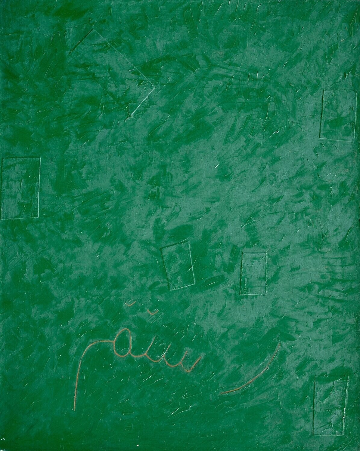 Grun, /Collage, original / print on handmade paper with acrylic on canvas / original signature of the artist on the back of the work  // Size : ca. 47 x 61 x 4 cm