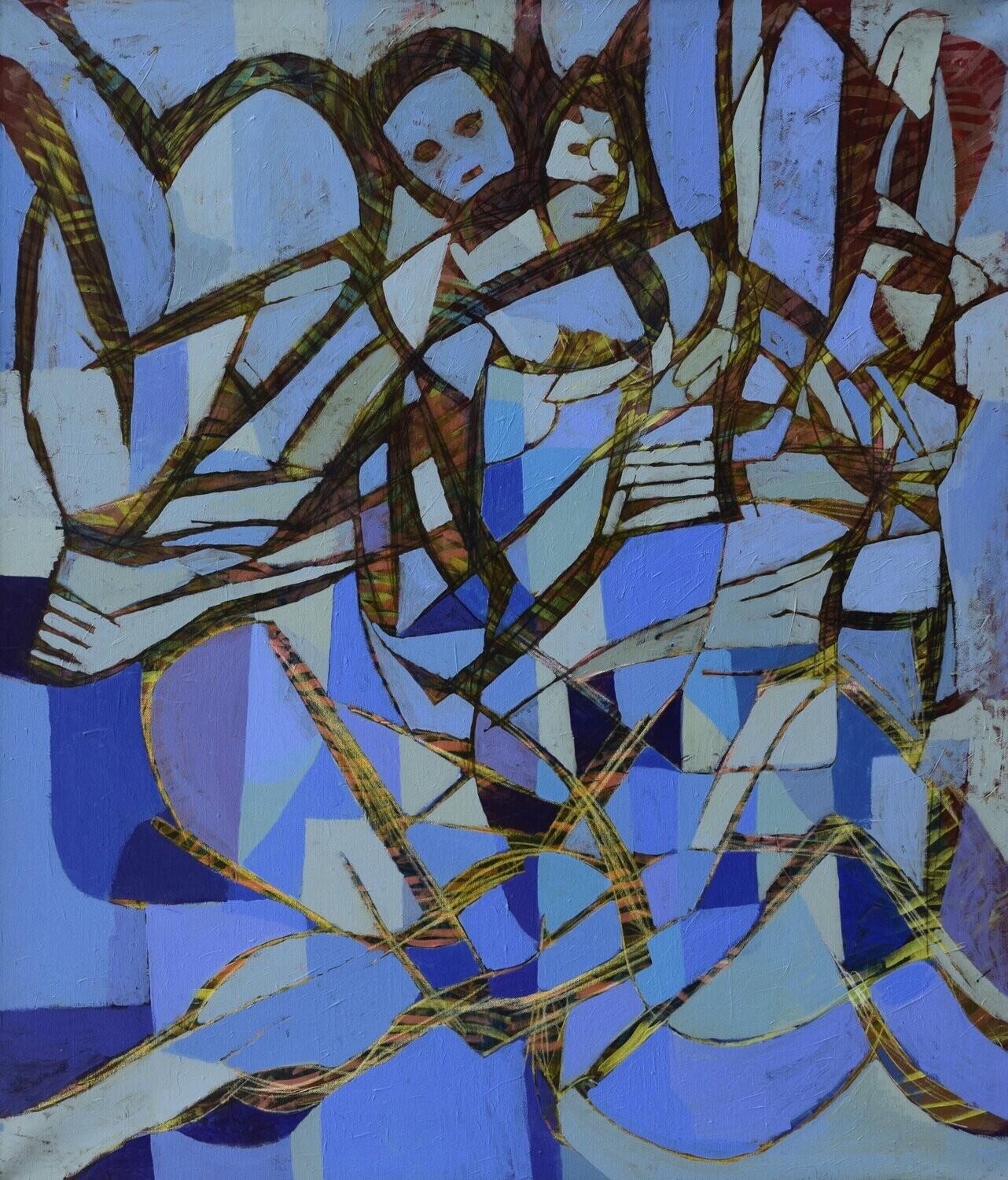 Figurative Painting , Acrylic on Canvas on a wooden frame,   // Size :  ca.  120 x 140 x 2 cm,