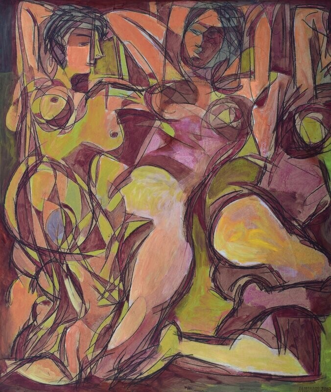 Collage wood & canvas  / Acryilc  on wood on canvas  /  Figurative , Light as Form // Size: ca..120 x 140 x 4 cm