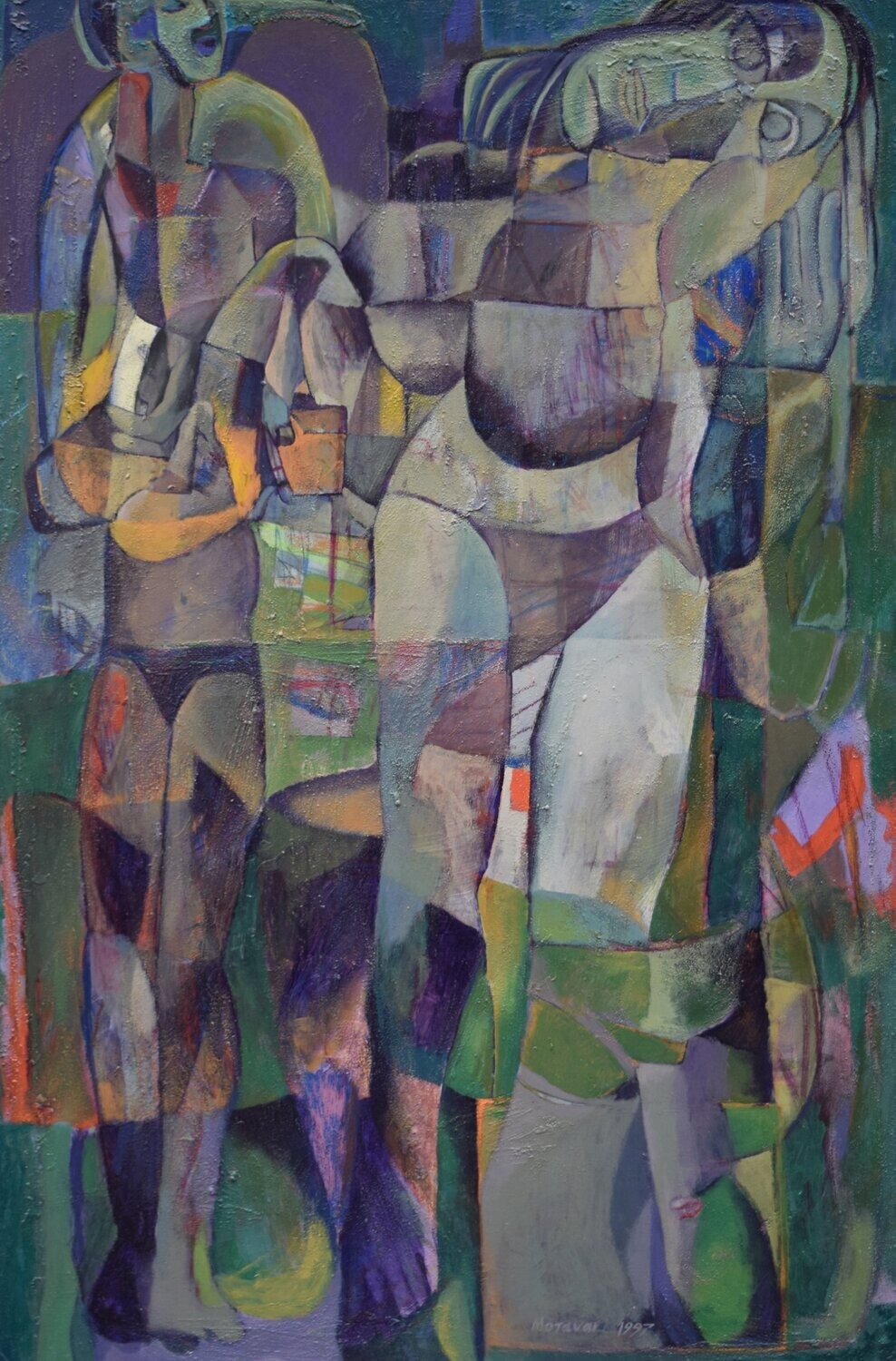 Collage, handmade paper with acrylic on Two fabrics canvas//Size : ca. 110 x 150 x 4 cm,
