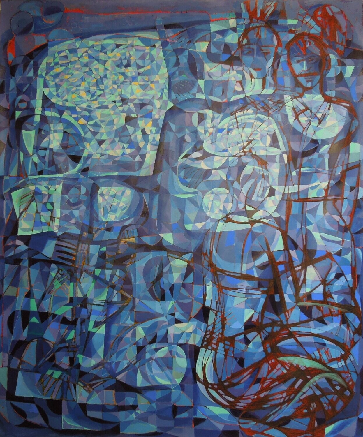 Blau, Acryilc  on the canvas. /  Figurative , Light as Form // Size : ca.  190 x 200  x 4 cm