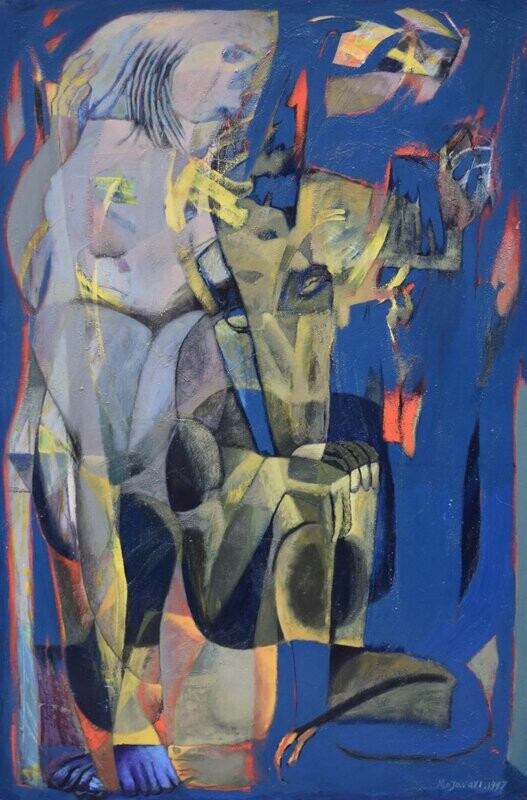 Collage, handmade paper with acrylic on Two fabrics canvas //Size : ca. 110 x 150 x 4 cm,