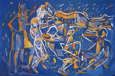 blau mother and daughter // size: ca. 200 x 230 cm,