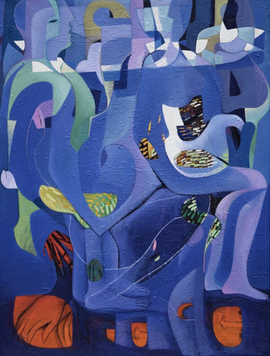 Oil , Blau figurative //Size: ca. 100 x 130 x 2 cm,
