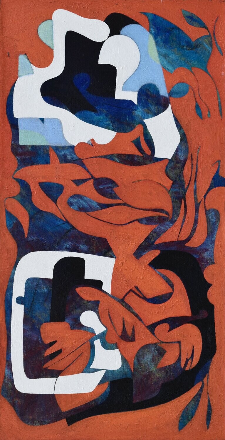 Oil  Paintings  Abstract   / Oil  on canvas with wooden frame //Size : ca. 50 x 120 x 4 cm,
