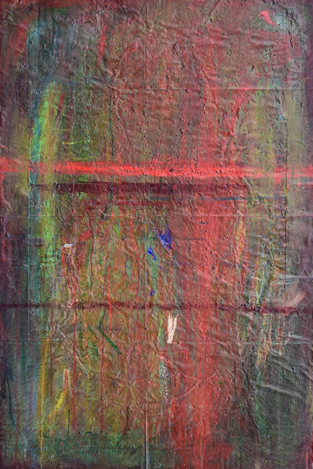 collaged   Paper   on the canvas.  Pigment & Acryilc , -  , // Size: ca.. 100 x 120 x 4 cm