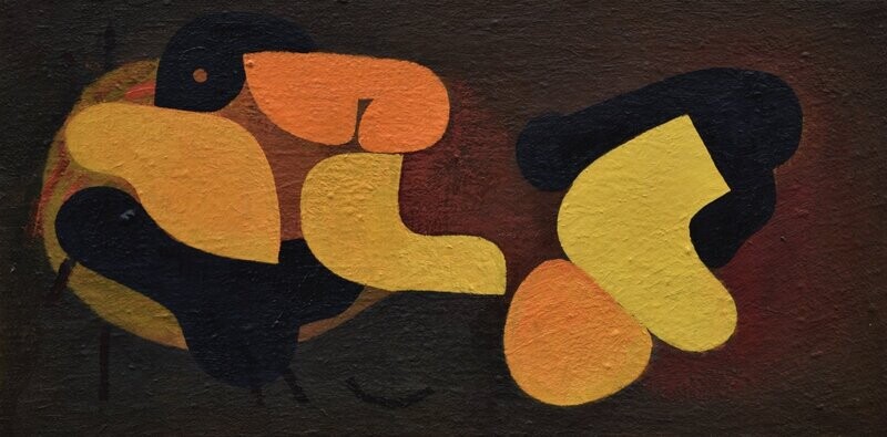 Oil Painting / Light as form Abstract Figurative Painting  // Size : ca. 30 x 70 x 2 cm,