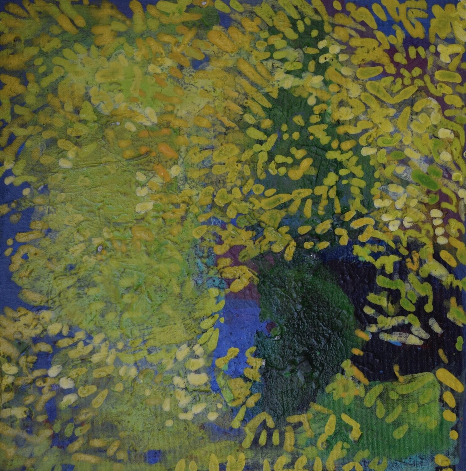Collage: Acrylic on paper and canvas //  Size : : ca. 30 x 30 x 2 cm,