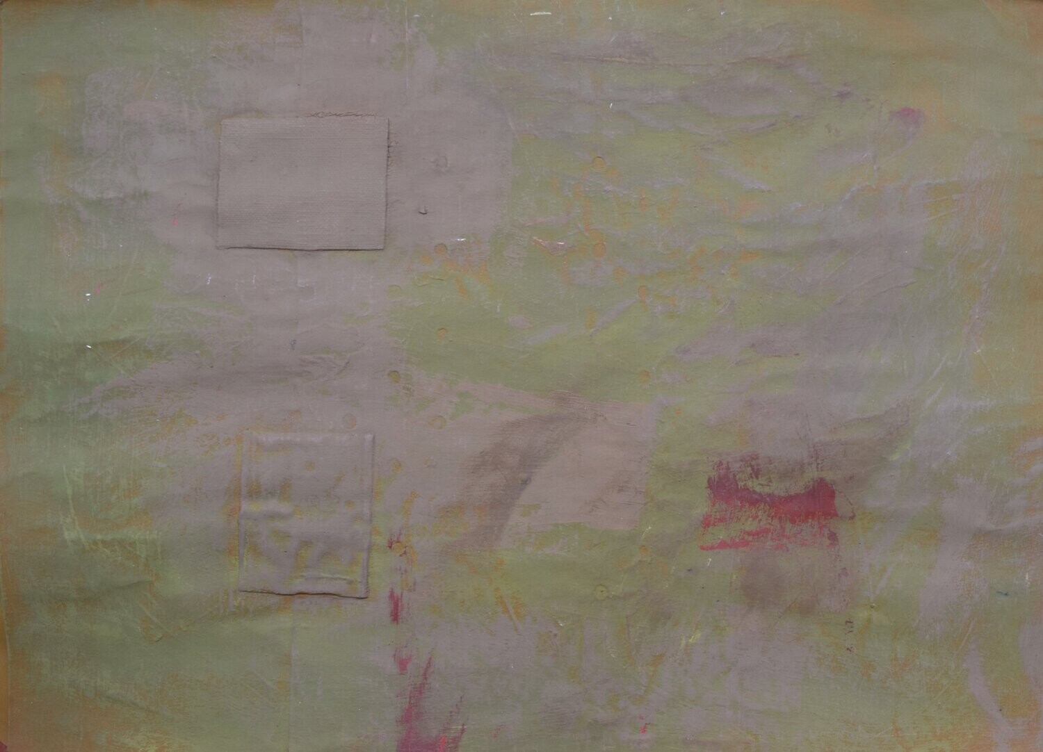 Collage  paper with acrylic on canvas  // Size : ca. 50 x 70 x 4 cm,
