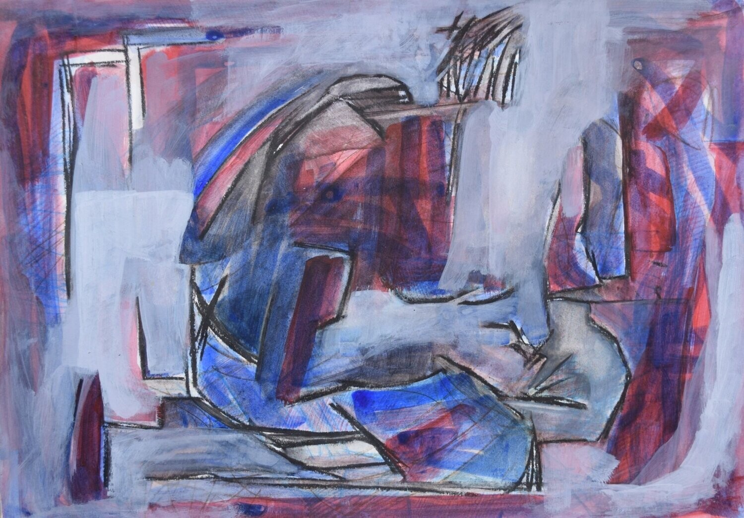 Acrylic on paper and canvas, collage on wooden frame, // Size: x 30 x 40 x 4 cm