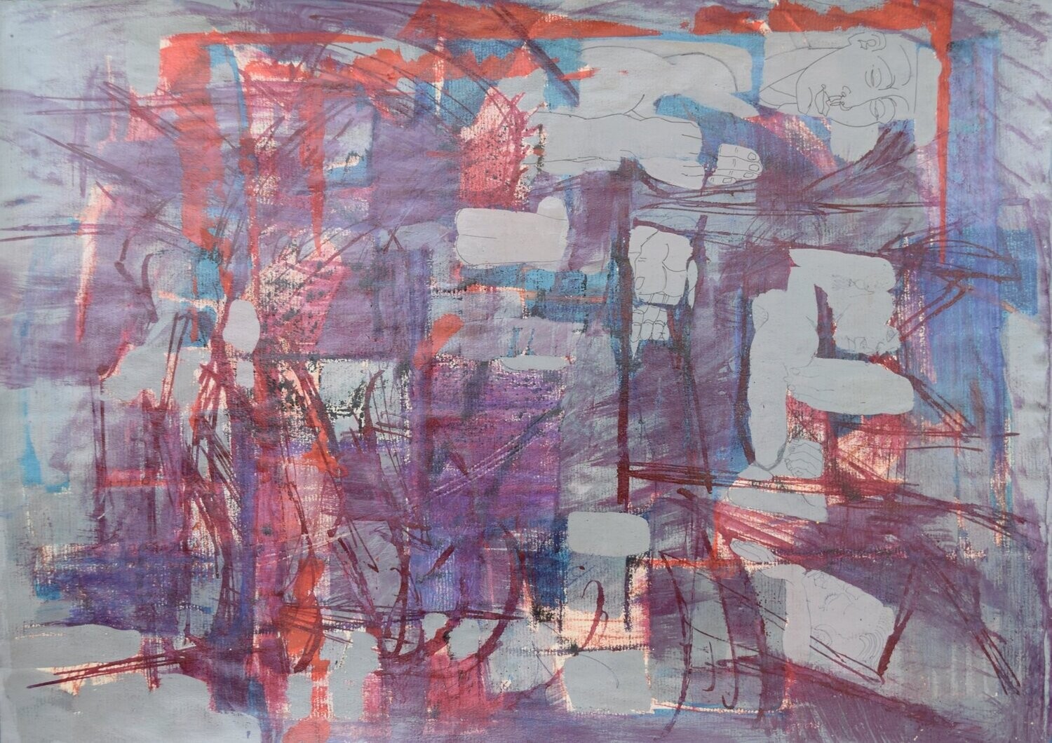 Acrylic on paper and canvas, collage on wooden frame, // Size: x 30 x 40 x 4 cm