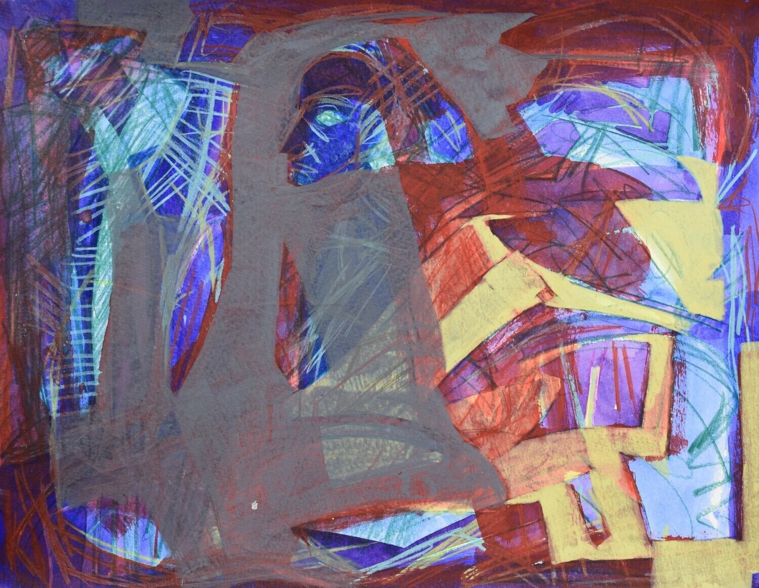 Acrylic on paper and canvas, collage on wooden frame, // Size: x 30 x 40 x 4 cm