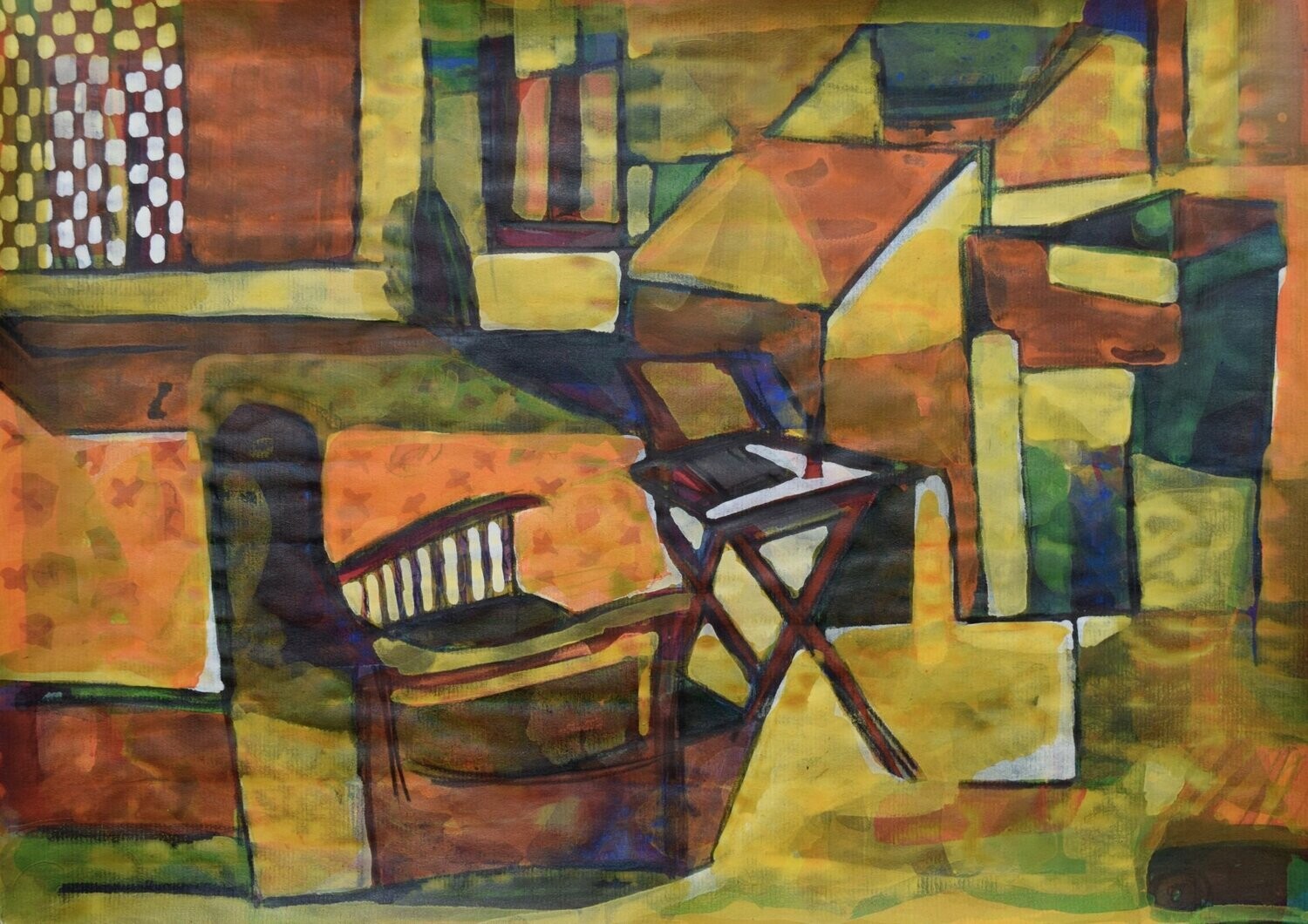 life /Collage, handmade paper with acrylic on Two fabrics canvas // Size : ca. 30 x 40 x 4 cm