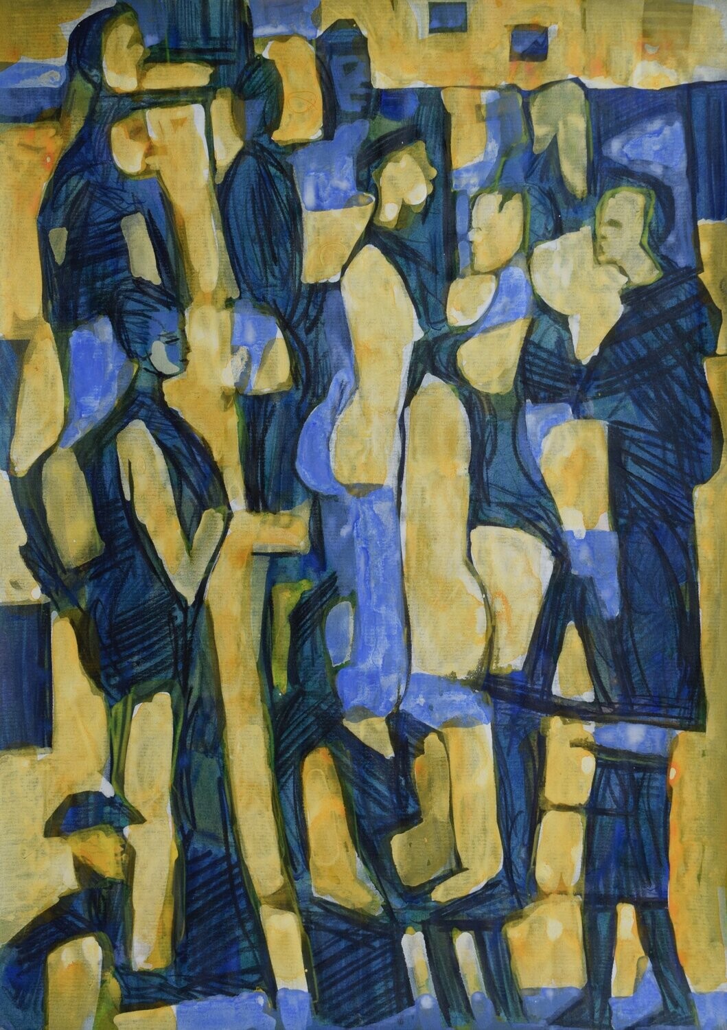 Acrylic on paper and their collage on canvas with wooden frame // Size: ca..30 x 40 x 4 cm