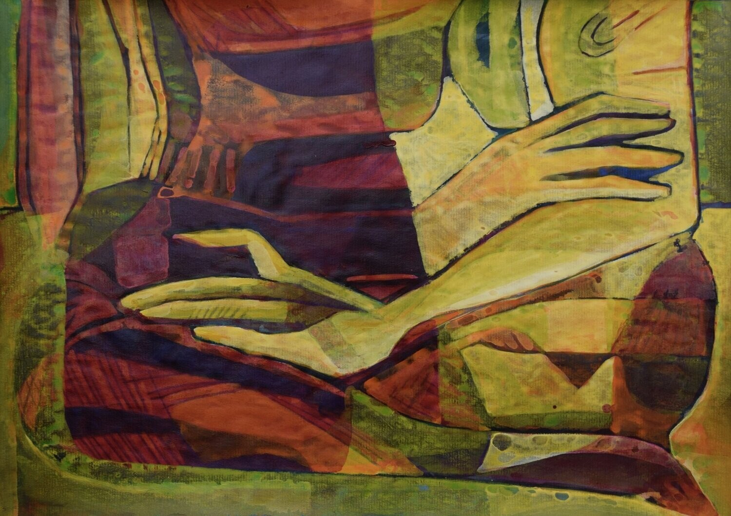 life /Collage, handmade paper with acrylic on Two fabrics canvas // Size : ca. 30 x 40 x 4 cm
