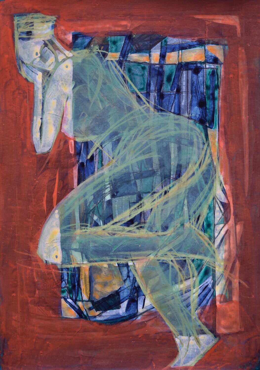 Sweet life /Collage, handmade paper with acrylic on Two fabrics canvas // Size : ca. 30 x 40 x 4 cm