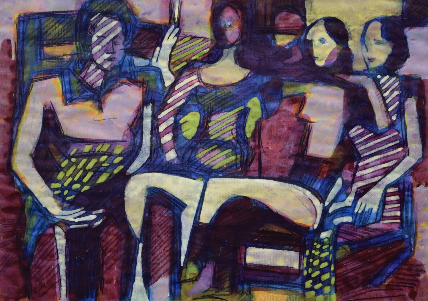 life /Collage, handmade paper with acrylic on Two fabrics canvas // Size : ca. 30 x 40 x 4 cm
