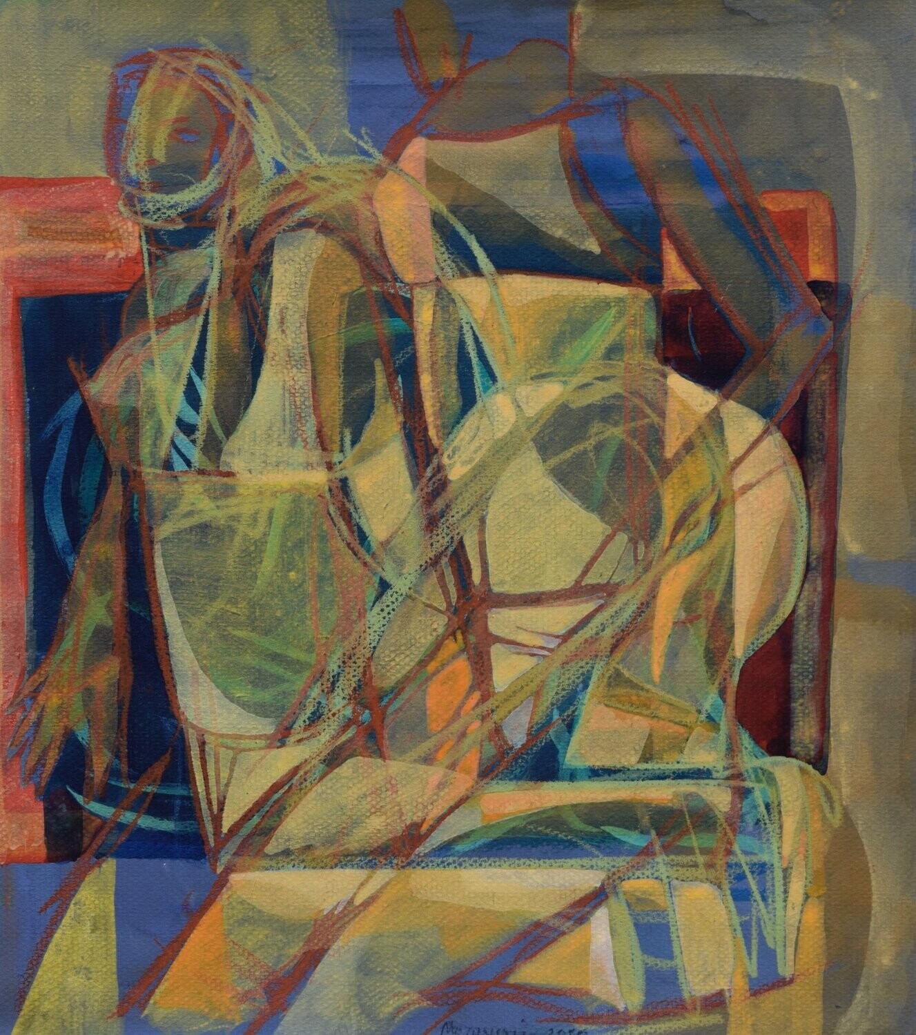Sweet life /Collage, paper with acrylic on Two fabrics canvas // Size : ca. 30 x 40 x 4 cm