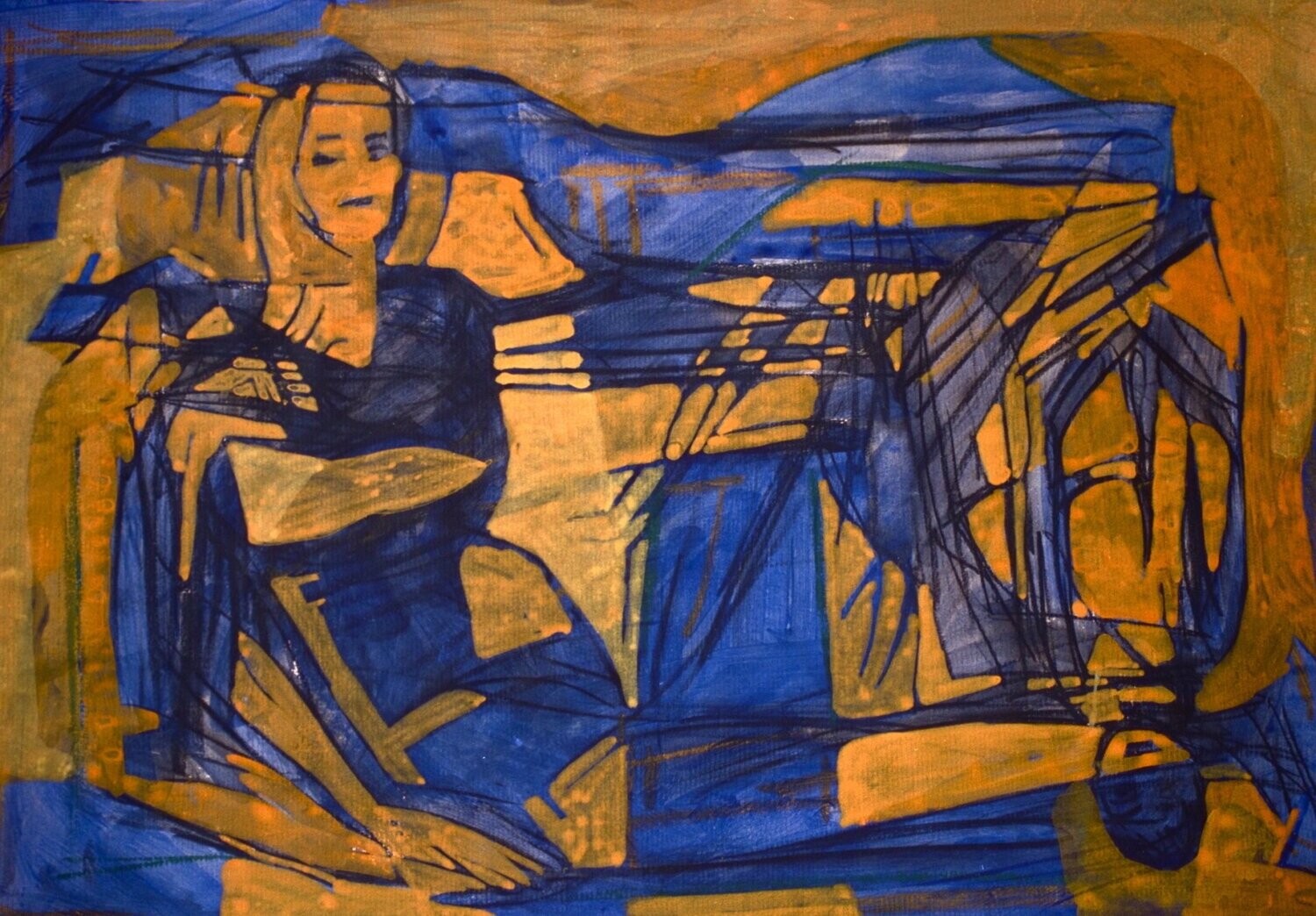 life /Collage, handmade paper with acrylic on Two fabrics canvas // Size : ca. 30 x 40 x 4 cm