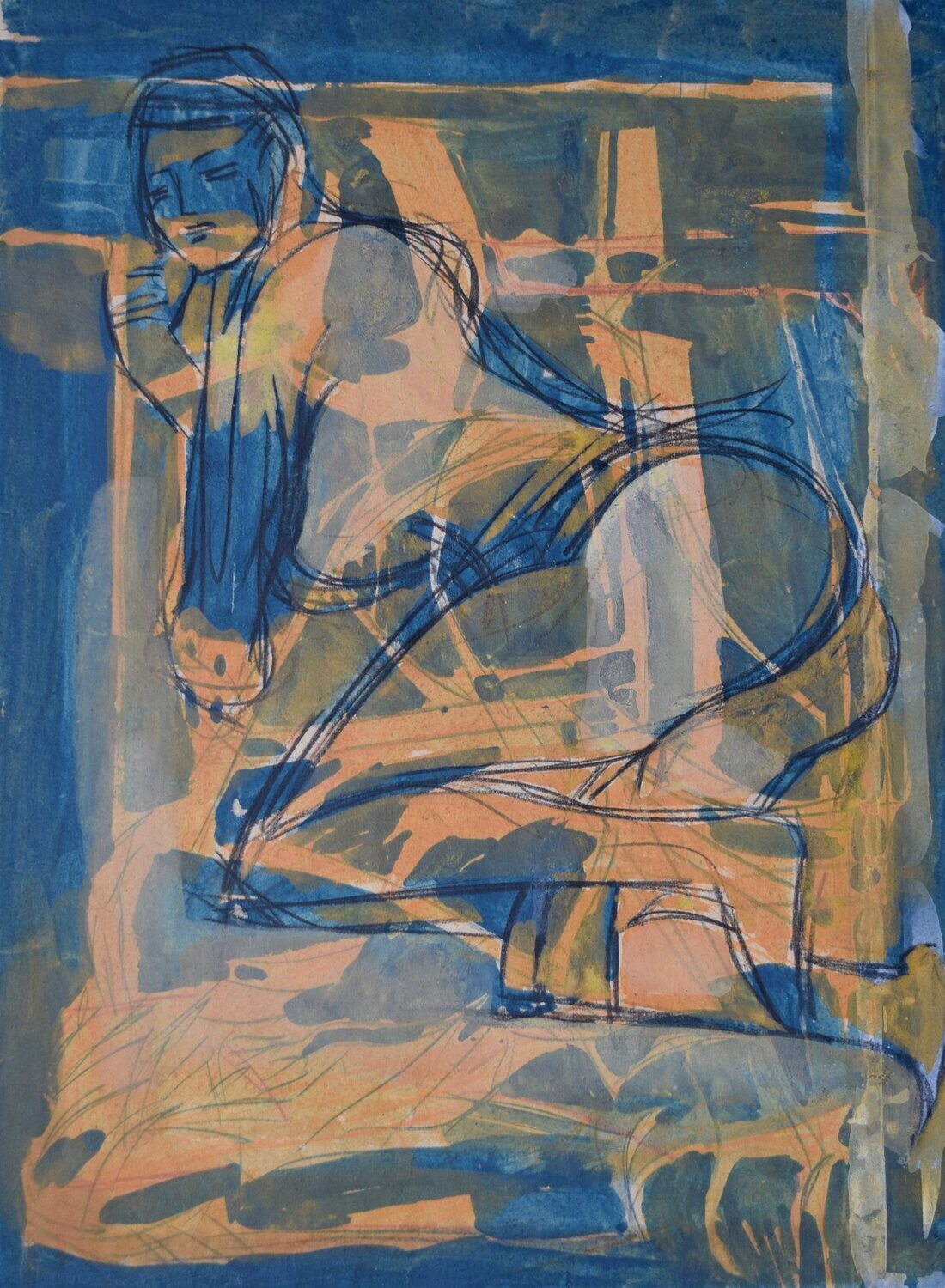 life /Collage, handmade paper with acrylic on Two fabrics canvas // Size : ca. 30 x 40 x 4 cm