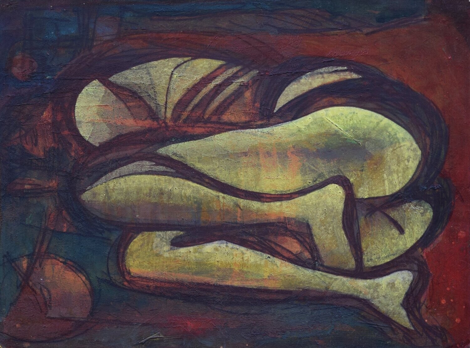 life /Collage, handmade paper with acrylic on Two fabrics canvas // Size : ca. 30 x 40 x 4 cm