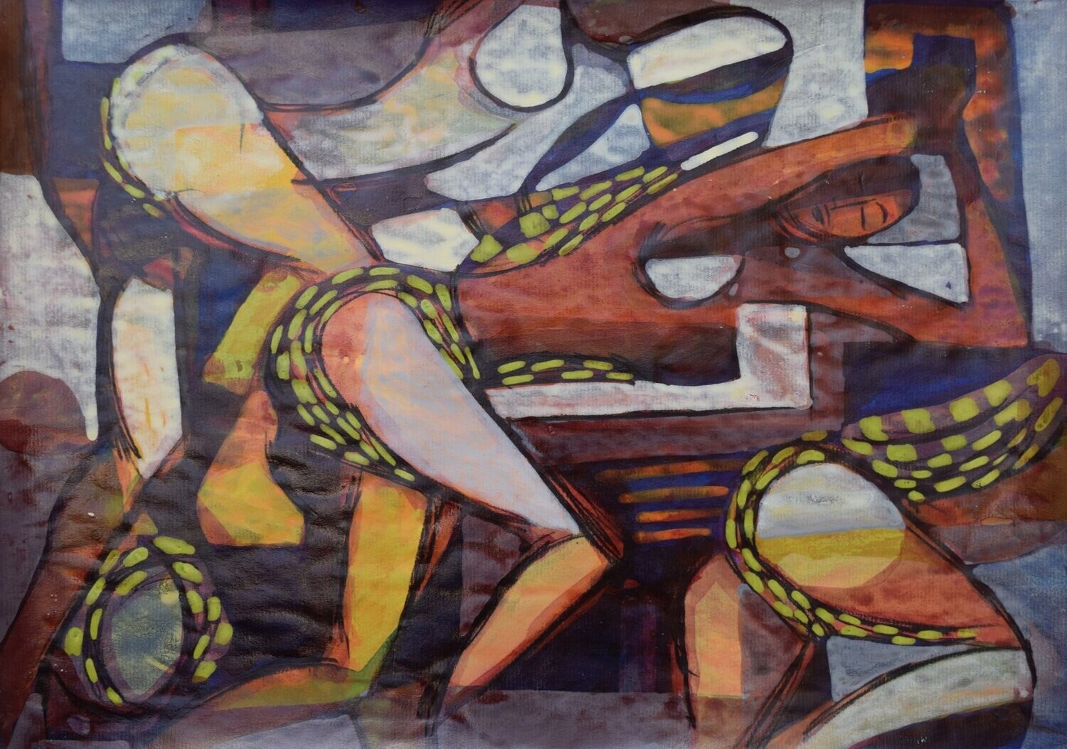 Acrylic on paper and canvas, collage on wooden frame, // Size: x 30 x 40 x 4 cm