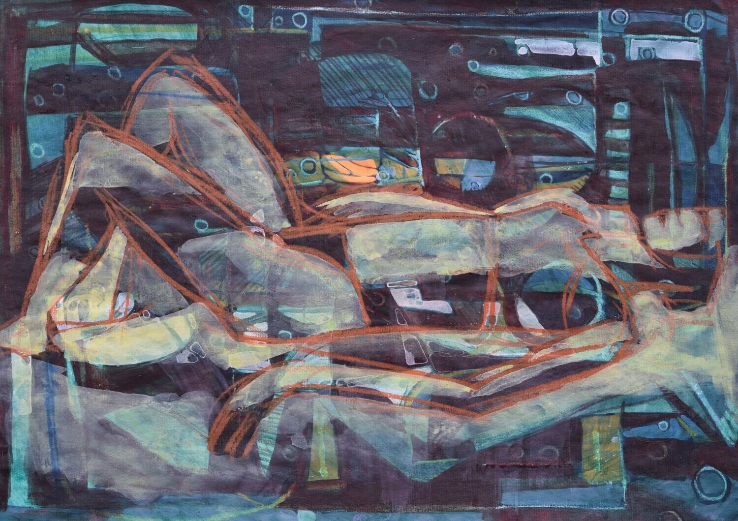 life /Collage, handmade paper with acrylic on Two fabrics canvas // Size : ca. 30 x 40 x 4 cm