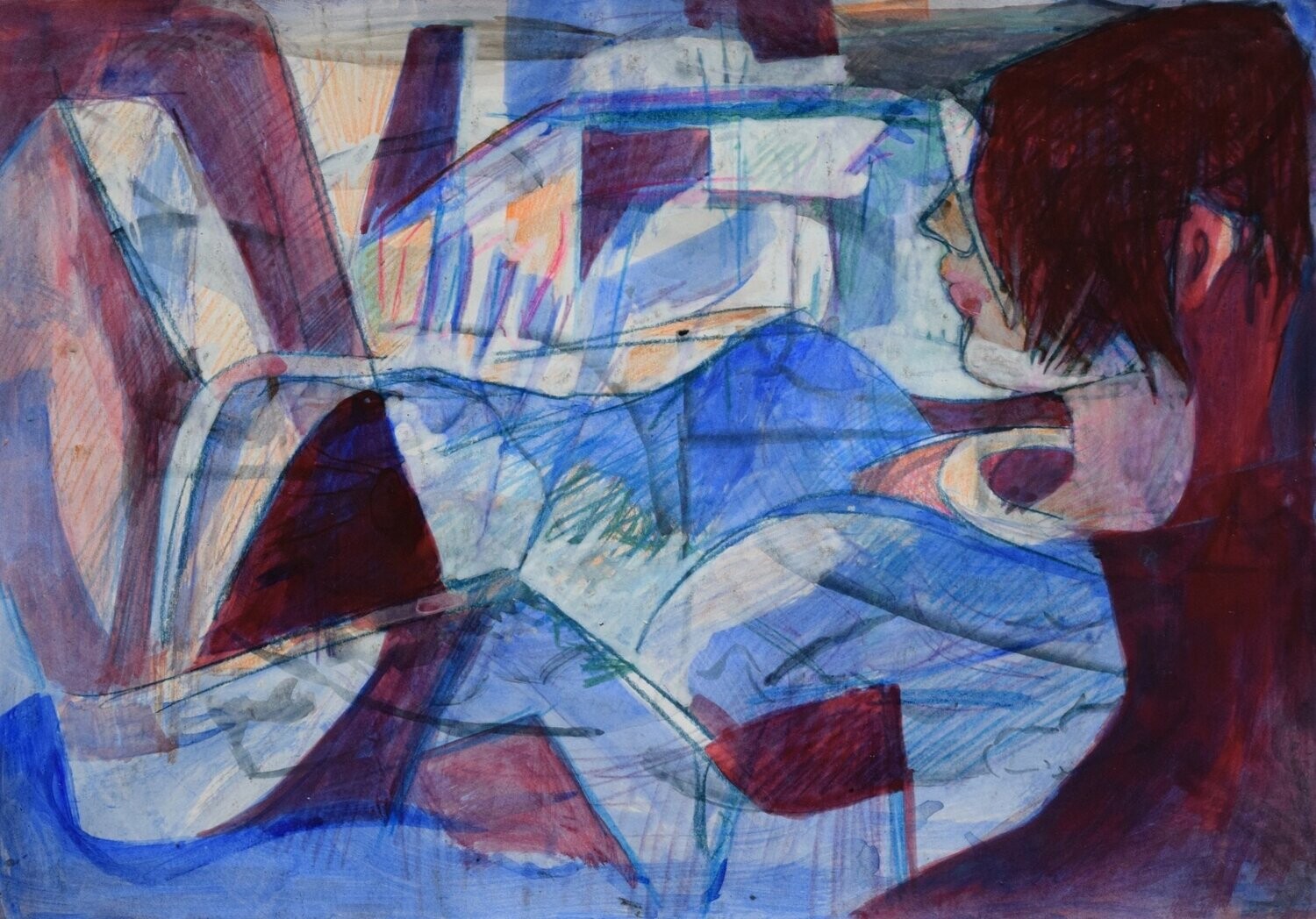 Sweet life /Collage, handmade paper with acrylic on Two fabrics canvas // Size : ca. 30 x 40 x 4 cm
