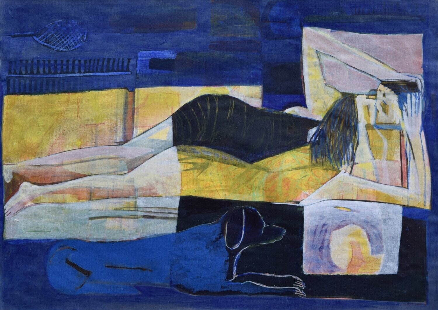 Süßes Leben , Acrylic on paper , collage on  canvas and wooden frame, // Size: x 30 x 40 x 4 cm